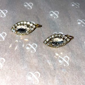 Stella & Dot Gold Tone Crystal Retired Earrings